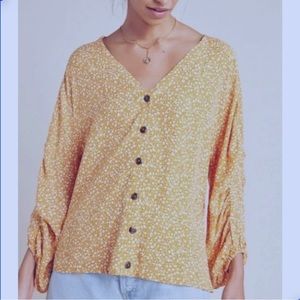 Anthropologie Maeve Long Sleeve Floral Printed Button Down Shirt, size M